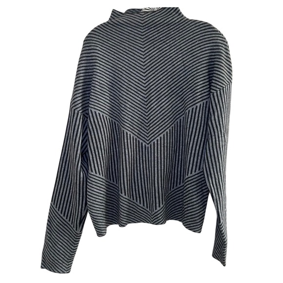Cynthia Rowley Women's Striped Mock Neck Long Sleeve Sweater Pullover academia - Picture 1 of 7